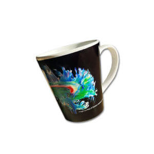 TIME art print latte mug on a white background