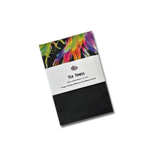 This art print tea towel features a brightly coloured artwork inspired by the human brain