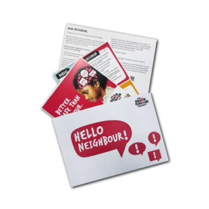 Better Safe Than Tumour door drop pack with open envelope