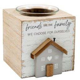 Wooden house oil burner on white background