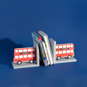 London Bus Bookends with books between them