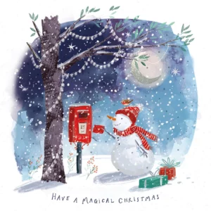 Christmas Post Snowman and Postbox Charity Christmas Card