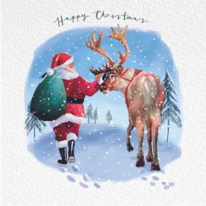 Off We Go Santa and Reindeer Charity Christmas Card